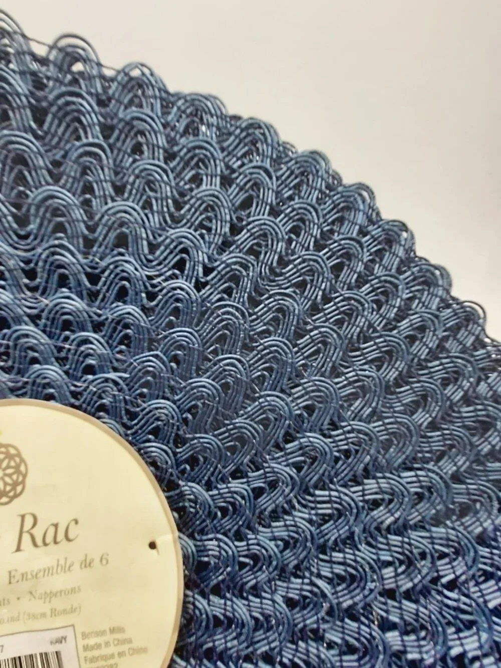 Ricrac Round Blue Placemats Navy Blue 15